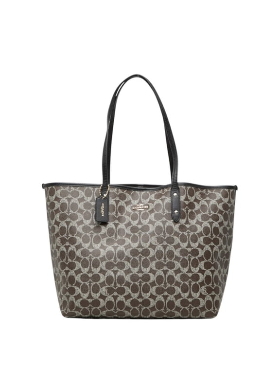 Pre-Owned Coach Signature Tote Bag, Handbag, Shoulder F54273, Brown/Black Leather, Women's COACH