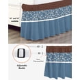 thumbnail image 3 of Blue Brown Flowers Wrap Around Bed Skirts for King Bed 18" Drop, Bed Skirt with Adjustable Elastic Belt Dust Ruffle Bed Valance for Bedroom Hotel Luxury Classic Botanical Art Elegant Bed Frame Cover, 3 of 7