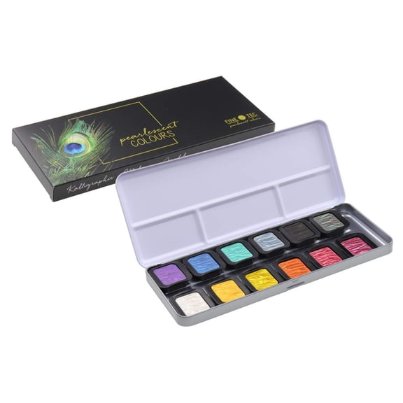 Finetec Artist Mica Watercolor Pearlescent Paint 12-Color Set