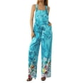 thumbnail image 5 of nvzhuang Women Casual Bodysuit, Floral Printed Wide Leg Sleeveless Loose Sling Long Jumpsuit, 5 of 9