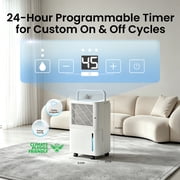 HUMSURE 30 Pints Dehumidifier for Basement with Drain Hose, Covers up to 2500 Sq. ft Dehumidifiers for Home, Auto Defrost, 24-Hour Timer, White