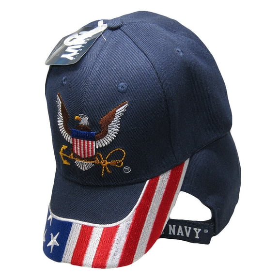 U.S. Navy USN Eagle Anchor Patriotic USA American Flag Blue Embroidered Cap Hat