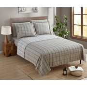 Nestl Printed Queen Sheet Set - Shrinkage and Fade Resistant- 6 Piece Soft Deep Pocket Bed Sheets - 1 Fitted Sheet, 1 Flat Sheet, 2 Pillowcases and 2 Pillow Shams - Queen, Burberry Gray