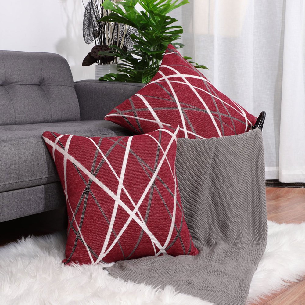 PiccoCasa Polyester Geometric Printed Square Throw Pillow Covers 17"x17