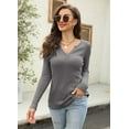 thumbnail image 7 of Sherrylily Women Waffle Knit Henley Tops Casual Long Sleeve V Neck Pullover XS-XL, 7 of 7