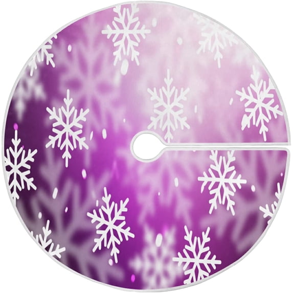 FMSHPON Violet Christmas Snowflake Xmas Christmas Tree Skirt Stand Mat for Holiday Party Decoration Indoor Outdoor 48 inches