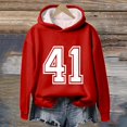 thumbnail image 4 of shqvo Hoodies for Women Drawstring Solid Color Hooded Sweatshirt with 41 Print Trendy Long Sleeve Sweatshirt Hoodies with Pockets Womens Fashion Clothes, 4 of 5