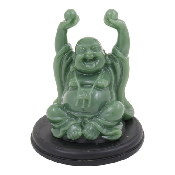 Emerald Money Buddha Statue - Holding Pearls Up