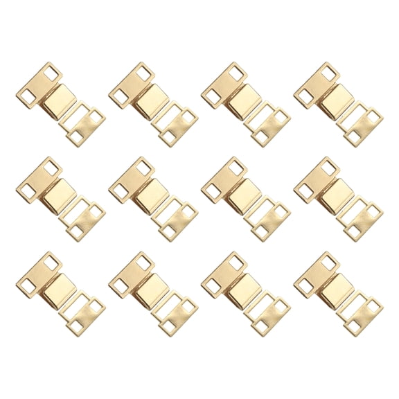 Uxcell 12set Hooks and Eyes Closure Set 15.5mm Metal Hook and Eye Sewing Clasp Snaps Fasteners for Clothing Bra Trousers Pants DIY Craft, Gold Tone