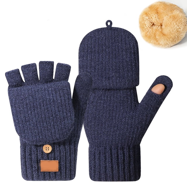 Thickened Half Finger For Autumn And Winter Fleece Knitted For Cold And Warmth Half Length Writing Fingerless Gloves Mittens