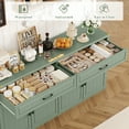 thumbnail image 6 of Hiphuta 63"Extended Wide Large Buffet Cabinet with 2 Drawers, Modern Coffee Bar Sideboard with Dusty-proof Base for Living Room and Entryway, Green, 6 of 7
