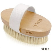 Scala Wet and Dry Body Brush Exfoliator Large Horsehair Soft Bristle Brush Naturally Exfoliates Dead Skin, Smooths Cellulite, Slows Aging, Stimulates Lymph and Blood Flow, 5 x 2.75 In
