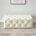 thumbnail image 5 of Tufted Accent Chair Bench, Velvet, Ivory White, Modern Contemporary Urban Design, Living Lounge Room Hotel Lobby Hospitality, 5 of 9