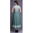 thumbnail image 4 of Bimba Dark Teal Green Geometric Anarkali Dress Mandarin Collar Sleeveless Kurtis for Women Print Maxi Dress X-Small, 4 of 6