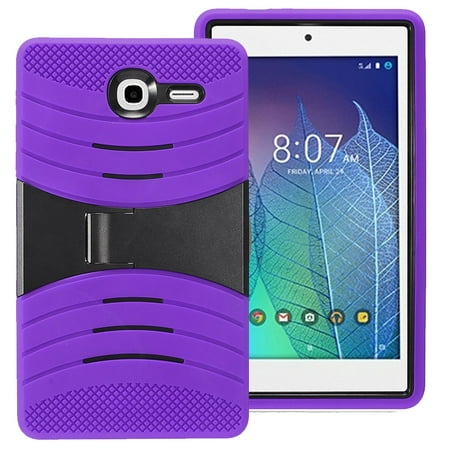 Alcatel One Touch POP 7 LTE / 9015W Hybrid Silicone Case Cover Stand Purple