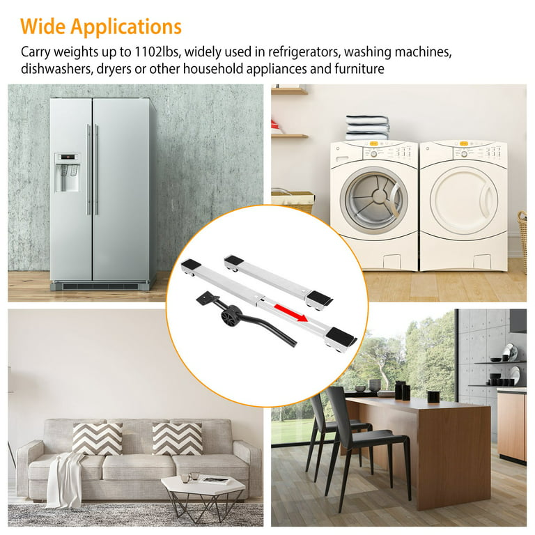  Refrigerator Appliance Rollers, Universal Wheelbase, Easy to  Use Heavy Duty Appliance Wheels for Furniture (Black) : Appliances
