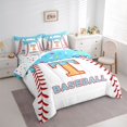 thumbnail image 2 of jejeloiu Monogrammed T Letter 7-Piece Twin Bedding Sets,Baseball Theme Bedding Comforter Set For Boys Girls Reversible, 2 of 7
