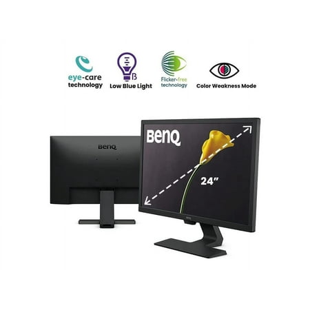 BenQ - GW2480 23.8" IPS LED 1080p Monitor FHD 60Hz Ultra-Slim Bezel with Adaptive Brightness (VGA/HDMI/DP) - Black