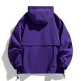 thumbnail image 4 of Men's Windbreakers Fashion Long Sleeves Hooded Solid Zipper Cardigan Outdoor Workwear Trench Coat Windbreaker Front-Zip Jacket Purple 3XL, 4 of 6