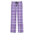 thumbnail image 6 of Txeol Men's Drawstring Plaid Pajama Pants Comfy Elastic Waist Lounge Bottoms with Pockets Casual Straight Leg Pants,Purple,XL, 6 of 10