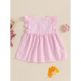 thumbnail image 4 of ZINTAOZT Baby Girl Stripe Summer Dress Ruffle Sleeveless Bunny Embroidery Loose Dress Toddler Easter Vacation Dress, 4 of 8