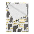 thumbnail image 2 of Dog Soft Flannel Fleece Throw Blanket, Sketch Style Canine with Abstract Yellow Toned Dots Greyscale Cartoon Pets, Cozy Plush for Indoor and Outdoor Use, 60" x 80", Grey Marigold White, by Ambesonne, 2 of 5