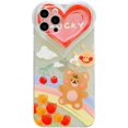 thumbnail image 1 of Compatible with iPhone 12 Pro Max Cute Case for Women Girls, 3D Love Heart Camera Clear Case with Rainbow Bear and Flower, Protective Soft TPU Phone C, 1 of 4