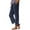 Navy, variant on cocolona Womens Linen Pants Elastic Waist Button Slit Straight Leg Pants Loose Cropped Work Pants Lounge Trousers Beach Vacation Clothes