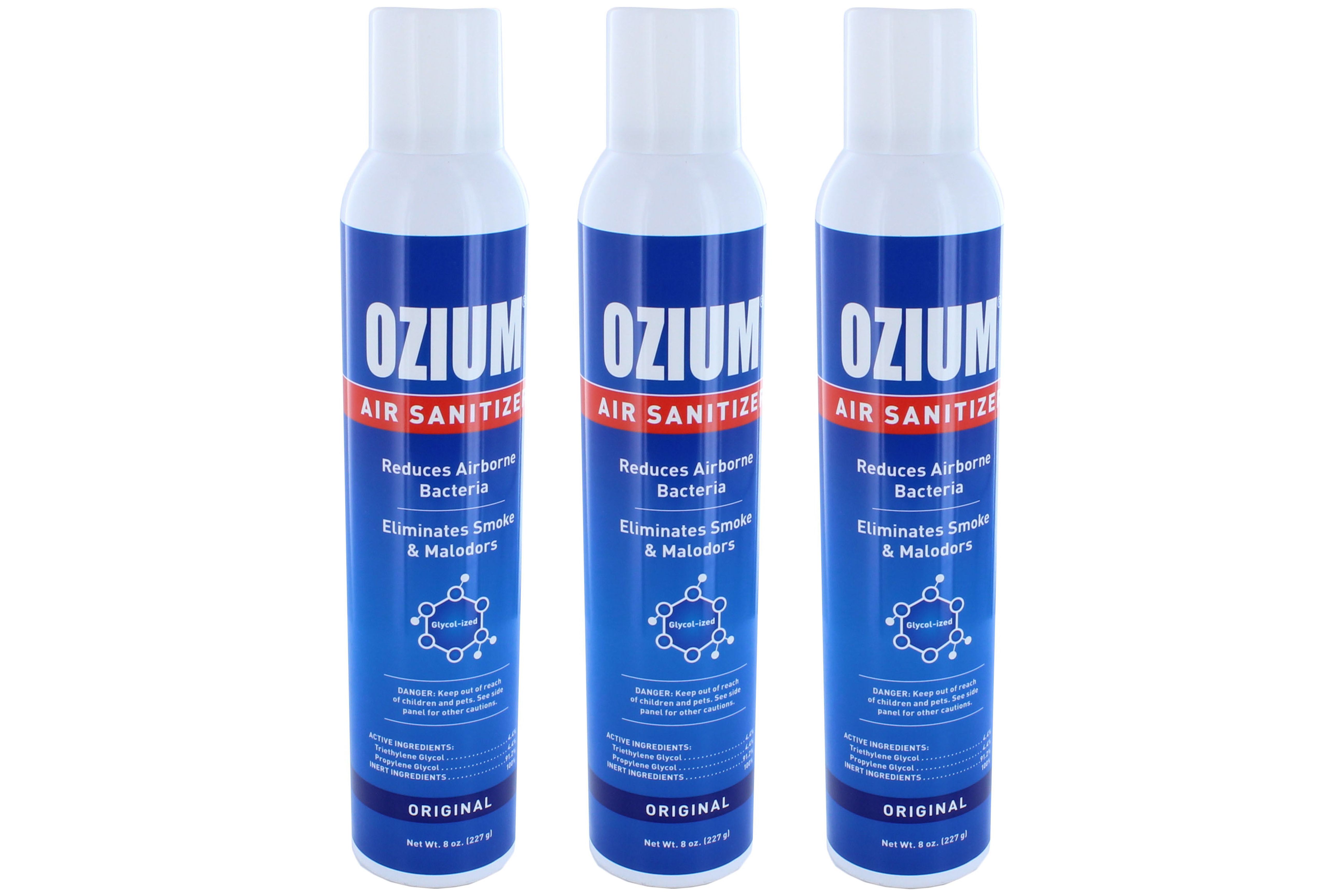 Ozium Air Sanitizer Reduces Airborne Bacteria Eliminates Smoke & Malodors 8oz Spray Air Freshener, Original (3-Pack)