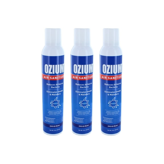Ozium Air Sanitizer Reduces Airborne Bacteria Eliminates Smoke & Malodors 8oz Spray Air Freshener, Original (3-Pack)