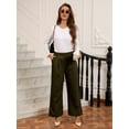 thumbnail image 3 of OHHSHEEN Black Wide Leg Pants for Women with Pockets, Comfy Work Pants Women with Elastic Waist, High Waist Black Pants Women, 3 of 6