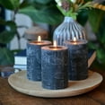 thumbnail image 3 of 3 Piece Dark Grey Pillar Candle Set, 4 Inches Tall, 45 Hours Burn Time, Unscented, Marbled Surface, 3 of 7