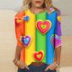 thumbnail image 1 of Xuyuer Womens Valentine T Shirts Love Heart Printed Graphic Tee Tops Spring Shirts Halloween Round Neck 3/4 Length Sleeve Graphic Tee Tops Fashion Casual Printed T-Shirt Top, 1 of 6