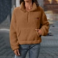 thumbnail image 2 of Fewfanhot Fall Outfits for Women 2025 Sherpa Fleece Half-Zip Pullover Cozy Warm Long Sleeve Sweatshirt Outerwear with Pockets, 2 of 6