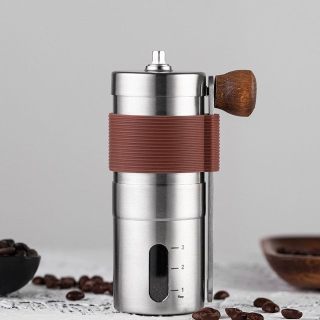 OULII 1Pack Portable Coffee Maker for Travel Silver Hand Operated Detachable for Coffee Enthusiasts