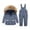 Navy, variant on Toddler Baby Girls Winter 𝗦now Suit 2 Piece Puffer Warm 𝗙aux Fu𝗿 Hooded Snowsuit Jacket Pants Zip Up Ski Clothes Set
