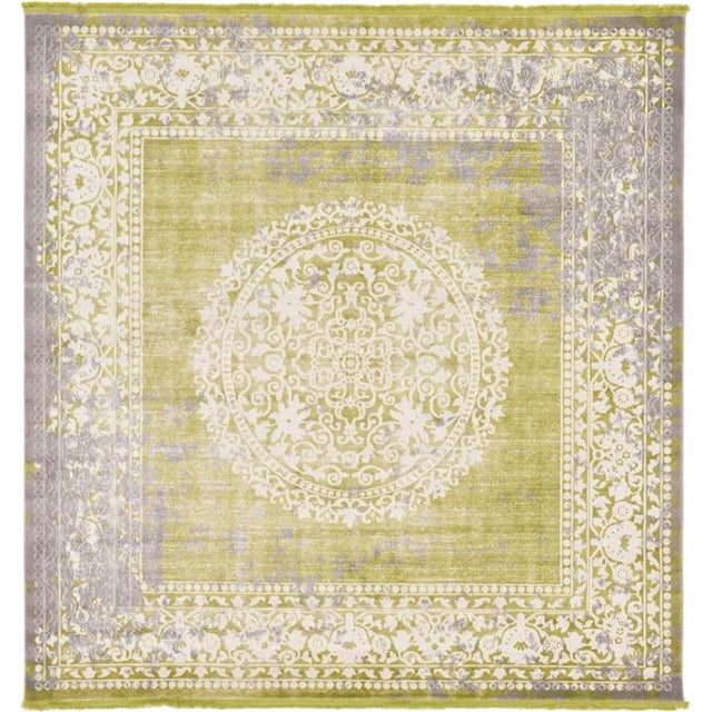 Unique Loom 3131294 8 x 8 ft. Olwen New Classical Square Rug, Light Green
