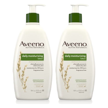 (2 Pack) Aveeno Daily Moisturizing Lotion with Oat for Dry Skin, 18 fl. (Best Daily Body Lotion With Spf)