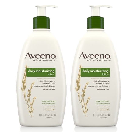 (2 Pack) Aveeno Daily Moisturizing Lotion with Oat for Dry Skin, 18 fl. (Best Lotion For Dry Sensitive Skin)