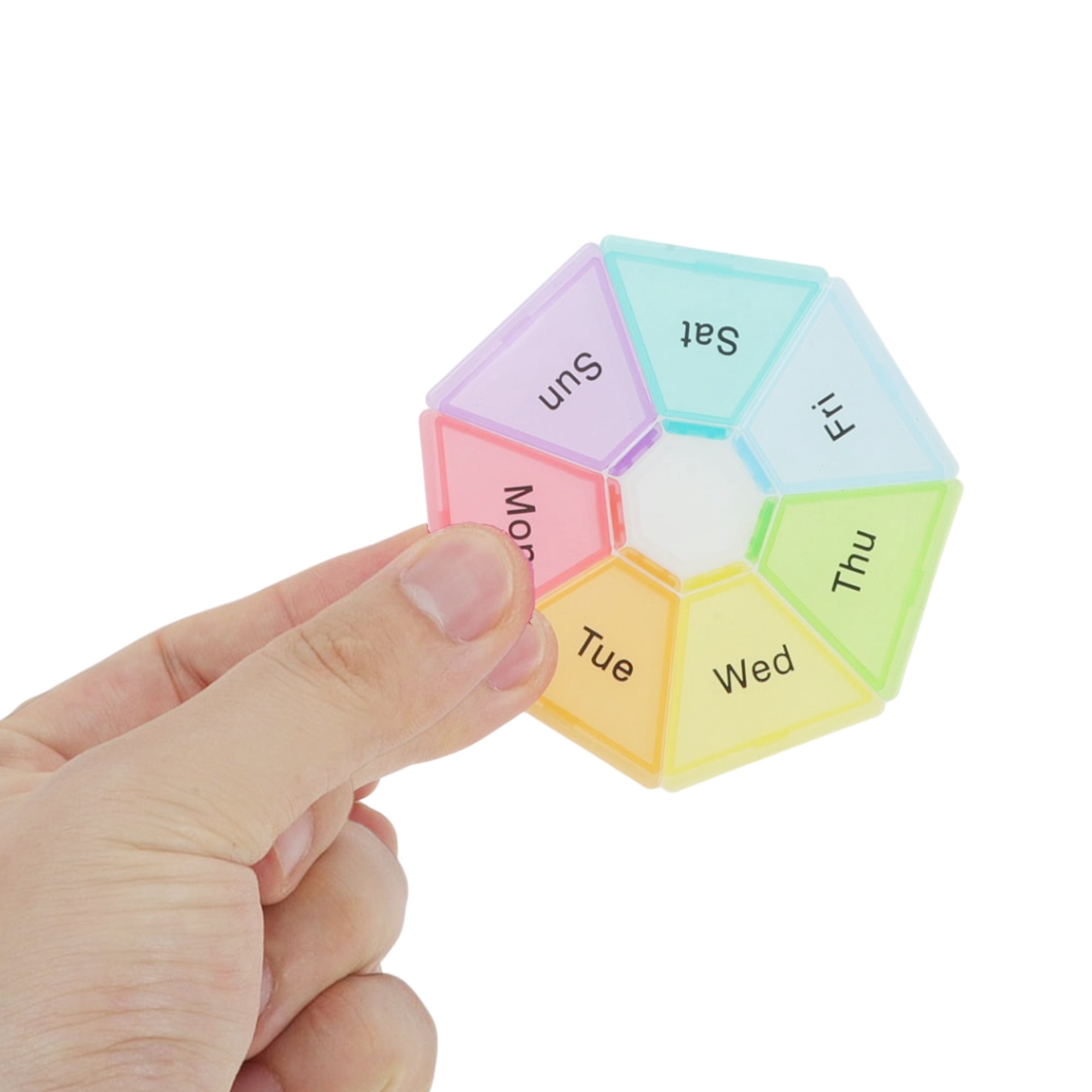 Unique Bargains Useful Durable 7 Grid Colorful Pill Case 1 Pc Clear, Colorful