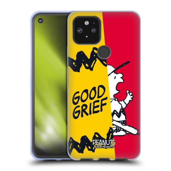 Head Case Designs Officially Licensed Peanuts Halfs And Laughs Charlie Good Grief Soft Gel Case Compatible with Google Pixel 5 5G