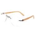 thumbnail image 2 of Aviator Clear Lens Glasses with Bamboo Temple Oversized Frameless Clear Lens UV Protection for Men & Women, 2 of 2