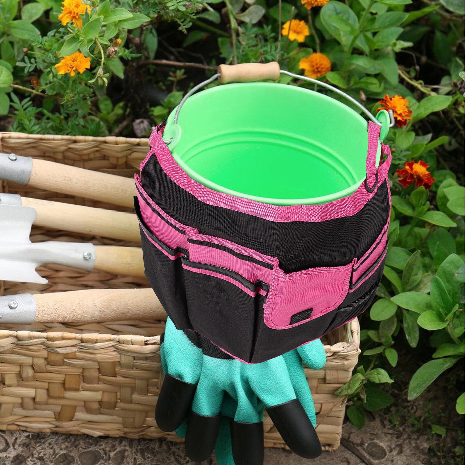 UPOUART Tool Storage Bag 1Pcs Pink with Large Capacity for Gardeners 17x12in