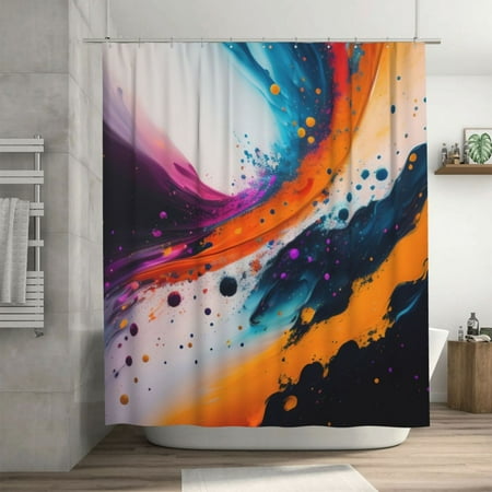 Fractal Blaze Texture Pattern Shower Curtain, Abstract Waterproof Bath Curtains for Bathroom Decorations, 72 x 72 inches