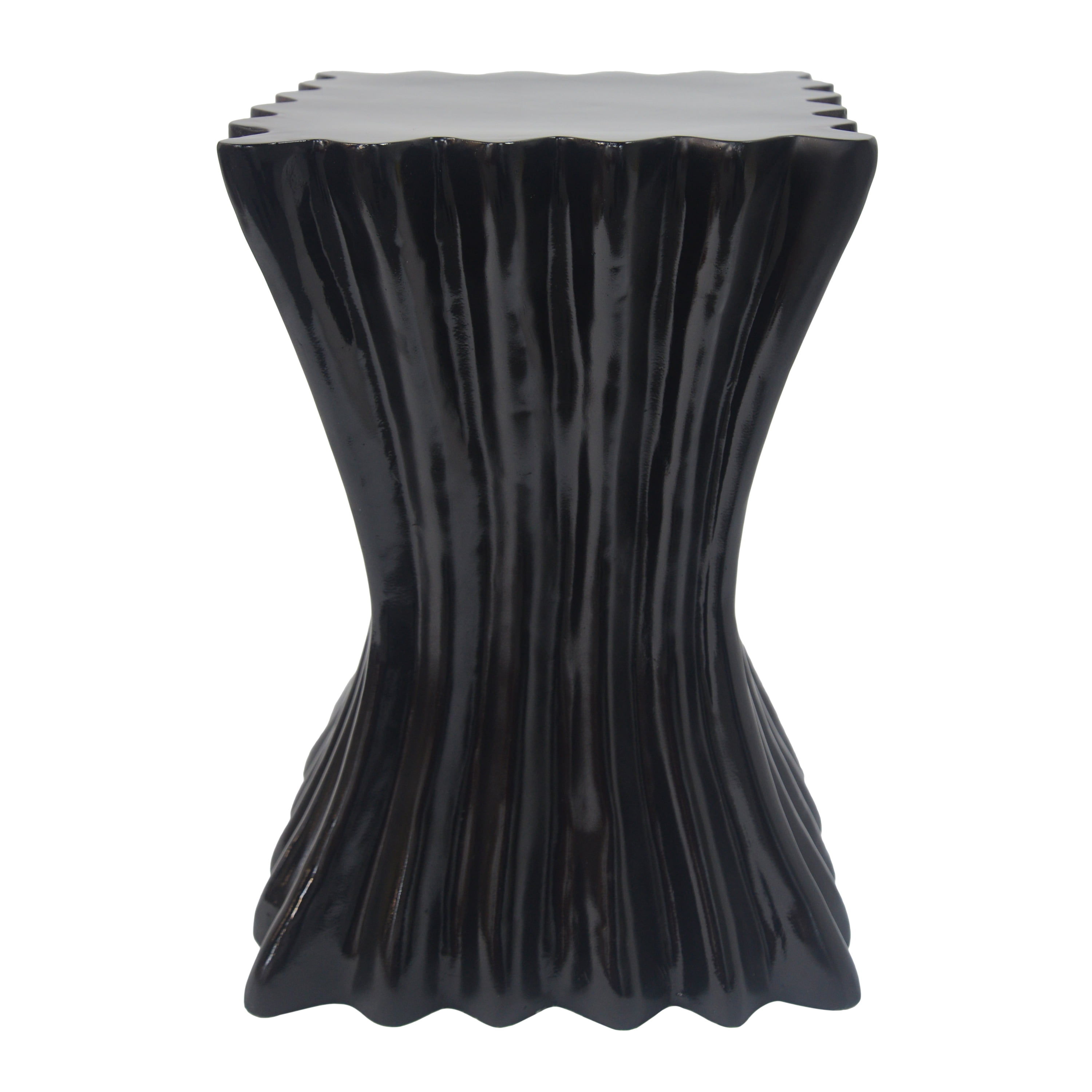 Wave Design Side Table, Outdoor Lightweight Concrete End Table for Patio Balcony Garden, Black