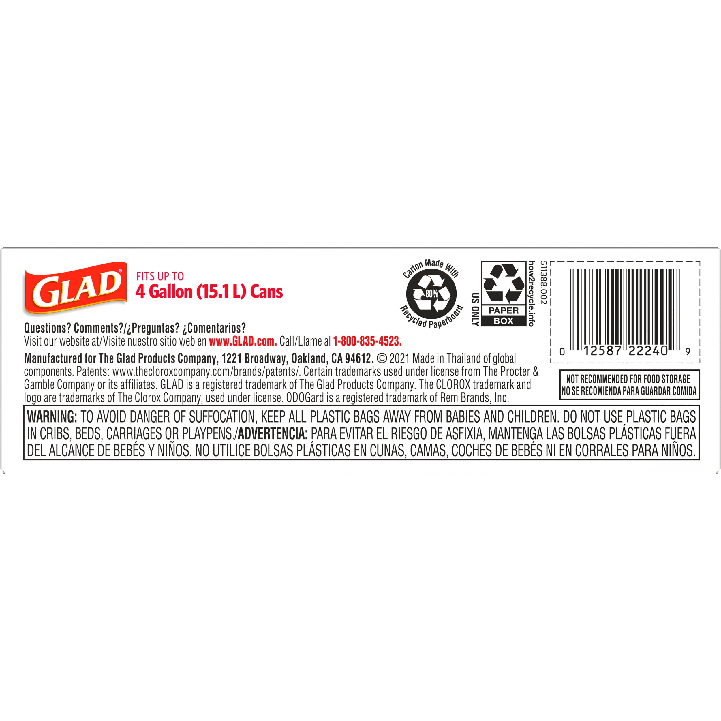 Glad with Clorox 4-Gallons Lemon Fresh Bleach Gray Plastic