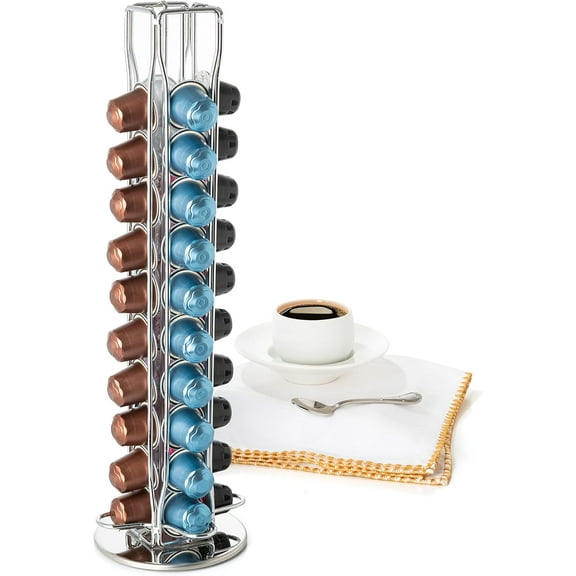 Mixpresso Capsule Spinning Carousel Holder I 360 Degree Rotatable Coffee Capsules Holder Rack I Solid Base | Holds 40 Coffee Pods Easy Access, Espresso Pod Holder For Home & Office