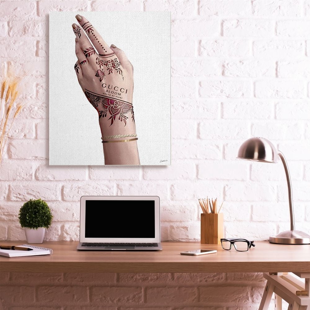 Stupell Industries Elegant Woman's Hand Pose with Fashion Tattoo Designed by Ziwei Li