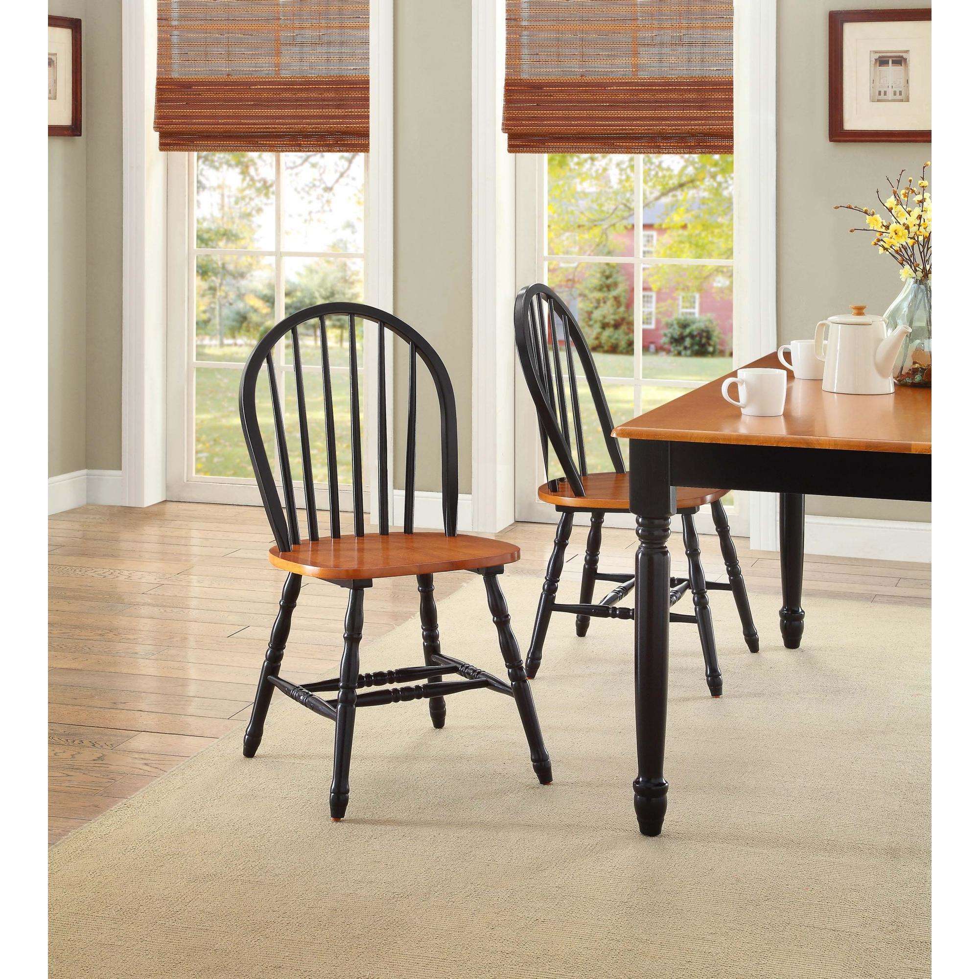 Better Homes and Gardens Autumn Lane Farmhouse 6-Piece Dining Set Bundle, Black and Oak - image 3 of 4