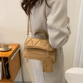 thumbnail image 6 of Rhombic handbag women's classic shoulder bag handbag PU shoulder bag - khaki, 6 of 6